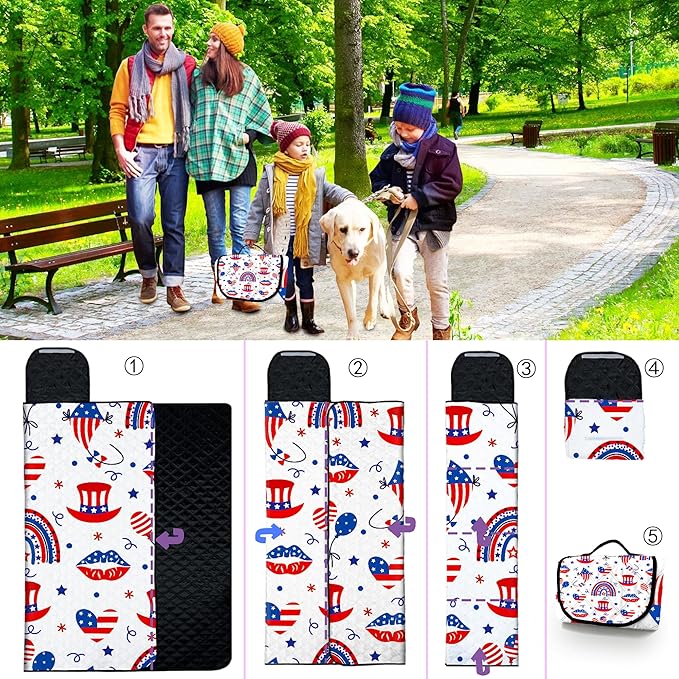 Extra Large Picnic Blanket Waterproof,80"x 80"Foldable Machine Washable Beach Blanket,Outdoor Blanket for 6-8 Adults,Suitable for Indoor Crawling,Park Beach,Camping,Hiking,Family Travel(Blue,Red)