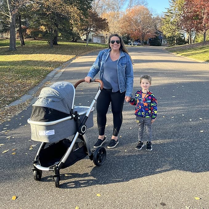 Mompush Ultimate 2 Baby Stroller for Infant and Toddler with Newborn Mode and Reversible Seat, All-Terrain Stroller with All-Wheel Suspension, Includes Car Seat Adapter and Large Storage Basket