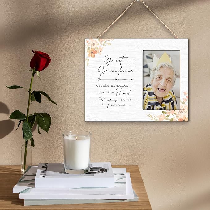 Great Grandma Picture Frame - Great Grandma Gifts from Grandkids, Sympathy Gifts for Loss of Great Grandma, Great Grandma Memorial Wooden Frame for Tabletop or Wall Hanging 4x6 Photo