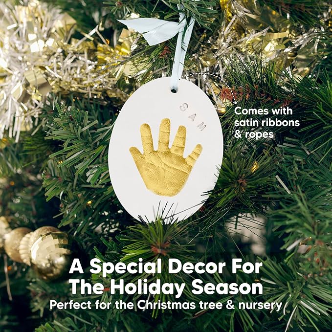 Baby Hand and Footprint Kit Girls, Boys - Personalized Baby Footprint Ornament Kit, Newborn Keepsake Gifts for New Mom, Easy to Use Handprint Makers, Cute Shower Gifts (Multi-Colored)