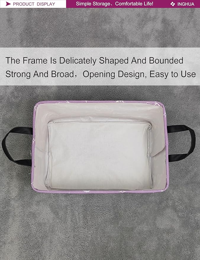 Rectangular Storage Basket Fabric Organizer Bin for Toys,Books,Clothes,Gifts,Pets-Perfect for Home,Office,Nursery,Dorm,Shelf(Rec-butterfly )