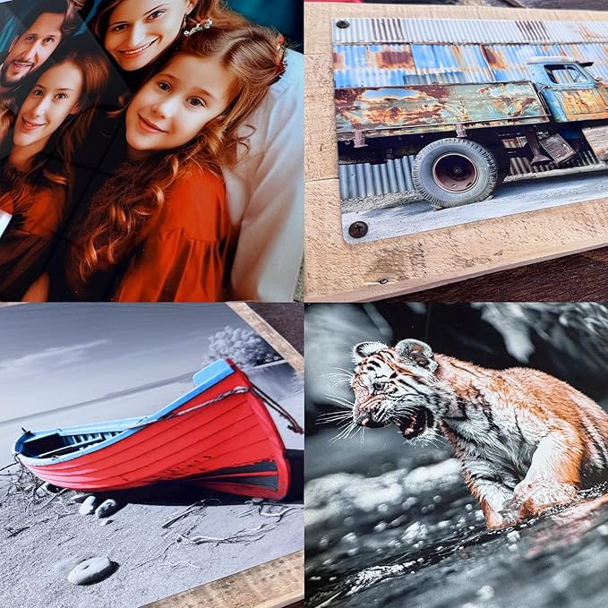 MUNDAZE Custom Portrait Metal Print on Reclaimed Wood Pallet Frame – Personalized Family Photo Gift – Glossy Aluminum Wall Art Keepsake – Made and Shipped in USA (14 x 10)