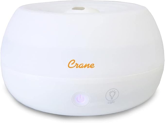 Crane Portable Ultrasonic Travel Humidifier and Diffuser, 0.2 Gallon Cool Mist, Optional Essential Oil Diffuser, No Filter Needed, White