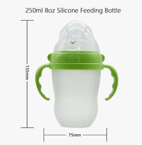 Baby Bottles (2 Pack) 8oz Nurture Nest Anti Colic Bottles with Easy to Hold Handles and Soothing Green Trim