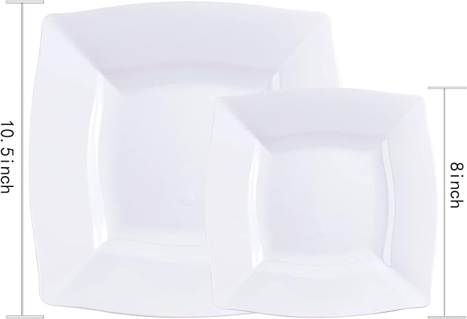Morejoy 60 Pcs White Square Plastic Plates - Image 6
