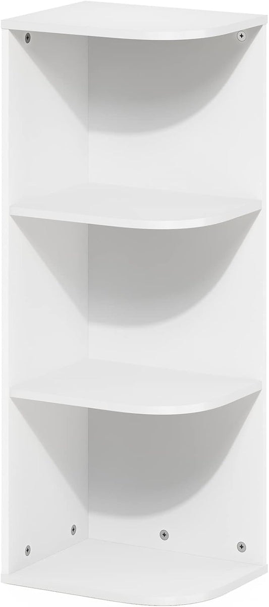 Furinno Pasir 3-Tier Corner Open Shelf Bookcase, White