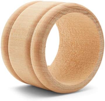 Vintage Unfinished Wood Napkin Rings Set of 12, 1-3/4 inch Unfinished Wooden - Image 4