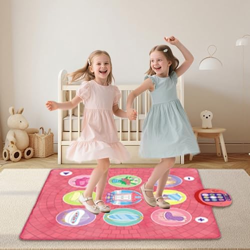 Dance Mat Toy for 3-12 Year Old Girls, Dancing Music Game Birthday for Kids, PlaymatScreen-Free Pink Dance Pad, Premium Speaker with Built-in Adjustable Volume Music, Perfect Christmas Birthday Gift