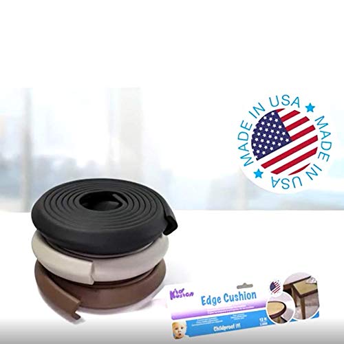 Kidkusion Baby Proof Edge Guards for Safety | Made in The USA | 18 Feet | Off White | Edge Protectors for Furniture, Tables, Fireplaces | Heavy Duty Tape Included