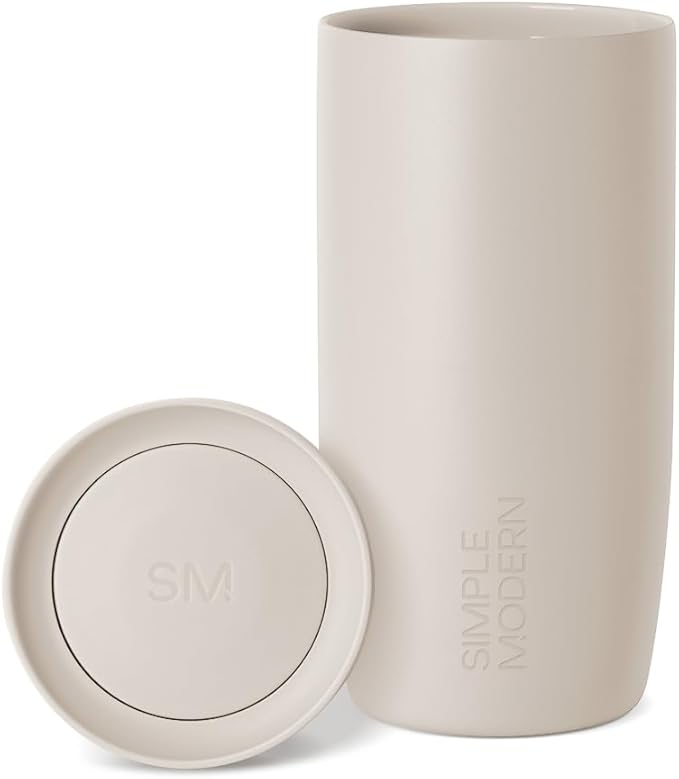 Simple Modern Insulated Travel Coffee Mug 360° Lid | 16oz | Beige | Voyager by Unknown