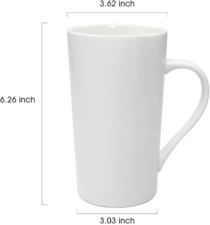 20oz Ceramic Coffee Mugs Set of 2, Large White Coffee Cups - Image 3