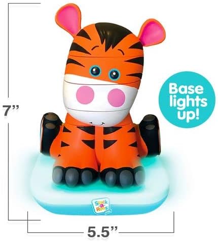 Stack-a-Roos Baby Tiger by Salus Brands - Animal Stacking Toy, Educational Early Learning Toy for Infants Babies Toddlers, Age 12+ Months - Great Baby Gifts, STEM