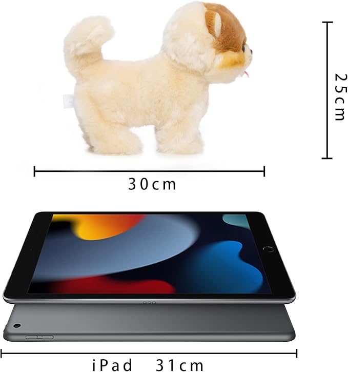 Electronic Walking Pomeranian Stuffed Dog Toy, Realistic Interactive Puppy Robot Pet Dog, Walking, Barking,Wagging Tail & Talking,Present Pet Gifts for 3+ Year Boys Girls