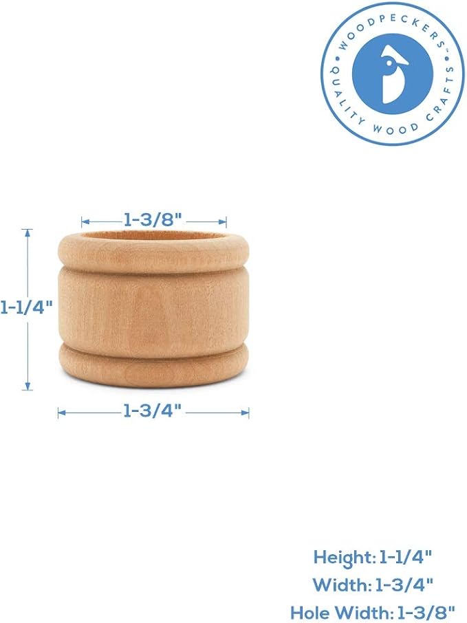 Vintage Unfinished Wood Napkin Rings Set of 12, 1-3/4 inch Unfinished Wooden - Image 2