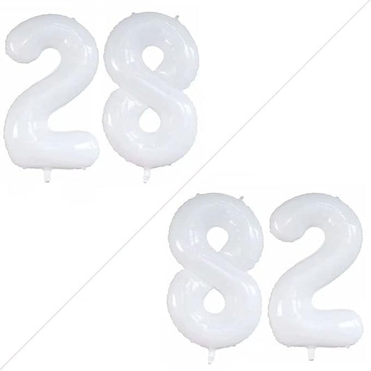 GOER Number 28 Balloons for 28th Birthday Party Decorations,42 Inch Jumbo Foil Helium 82 Balloons for 82nd Birthday Party Decoration (White)