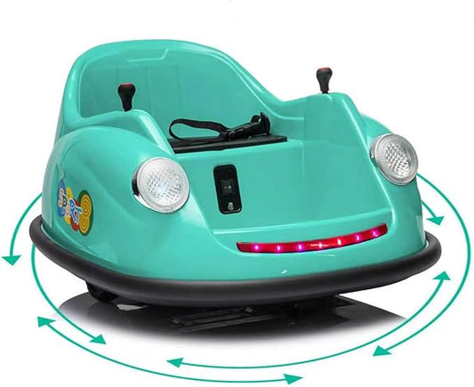 12V Bumper Car for Toddlers, Electric Toy Ride on Battery Car with Kids W/Parent Remote Control, 2-Speed, 360 Degree Spin, Music & LED Lights for Kids, Green
