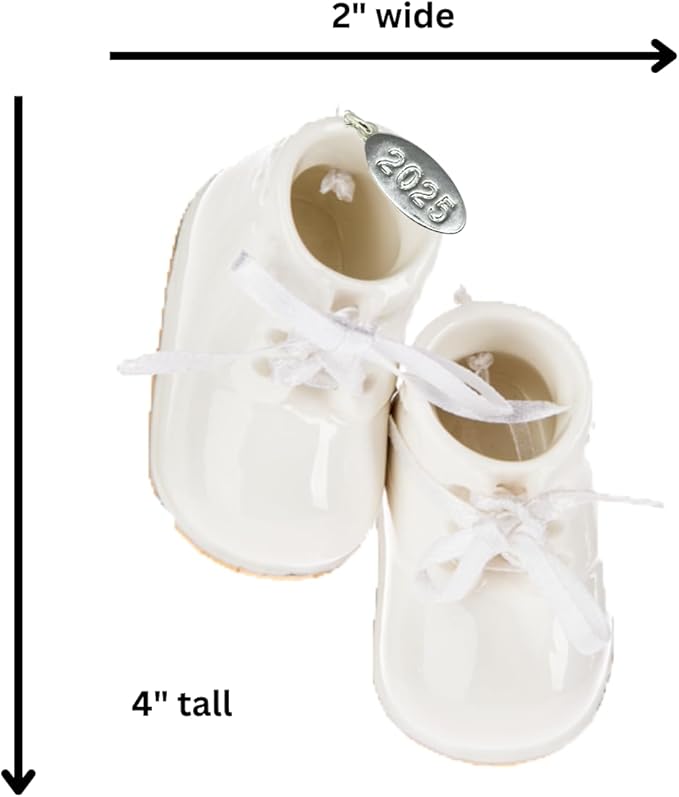 Ivory Baby Shoe Ornament Babys First Christmas Boy or Girl Ornament Cream Porcelain Baby Booties, Can Be Personalized, with Gift Box (2025)