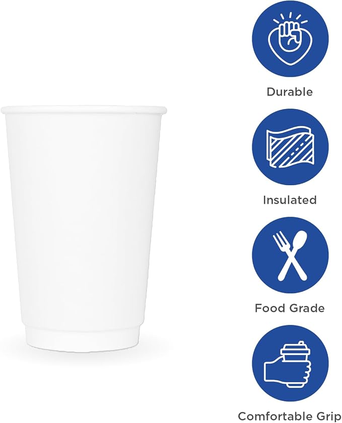 Karat 12 oz Double-Wall Insulated Coffee Cup White Disposable Paper Hot Cup - Image 2