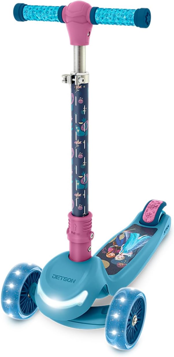 Jetson Character Kids Kick Scooter, LED Lights on Stem & Light-Up Wheels, Lightweight Frame, Height-Adjustable Handlebar, Lean-to-Steer System, Easy-Fold Mechanism