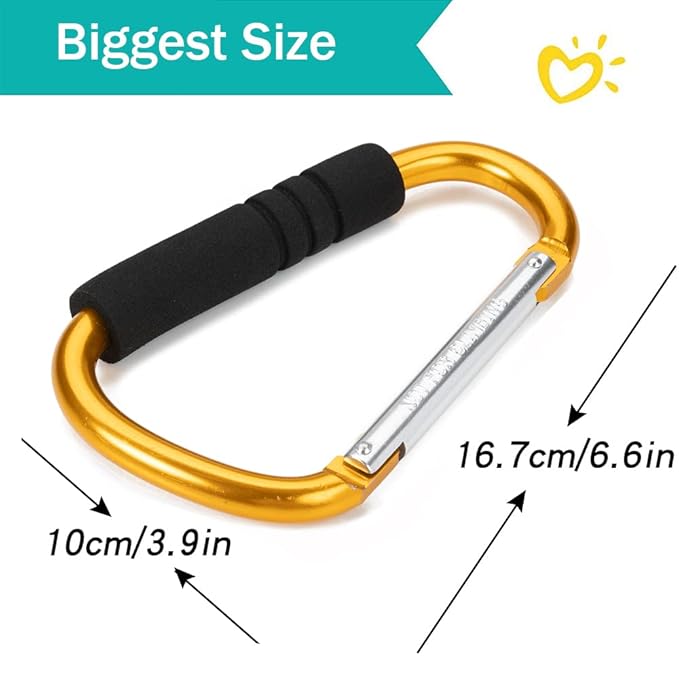 Stroller Hooks by Baby，2 Pack Convenient Organizer Hook Bag Clips to Diaper Bags Orange