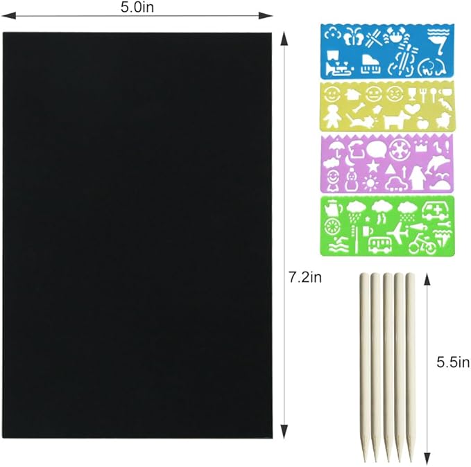 FUNNYB&G Rainbow Scratch Paper Art for Kids - 200 Pcs Magic Rainbow Scratch Paper Off Set Scratch Crafts Arts Supplies Kit Pads Sheets for Party Games Halloween Christmas Birthday Gifts