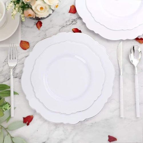 100pcs Silver Plastic Plates - Image 2