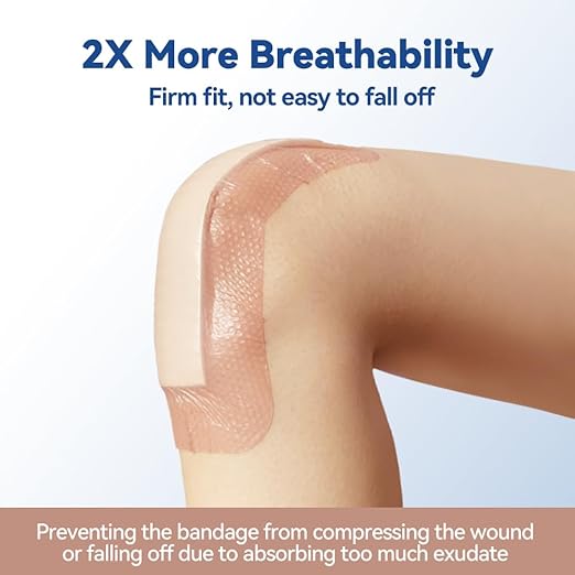 Dimora Silicone Ultra Absorbent Dressing Pads - Adhesive Wound Bandage with Gentle Border, Waterproof Soft Gauze for Post Surgical and Bed Sore Exudate Management 4"X 8" 10 Packs