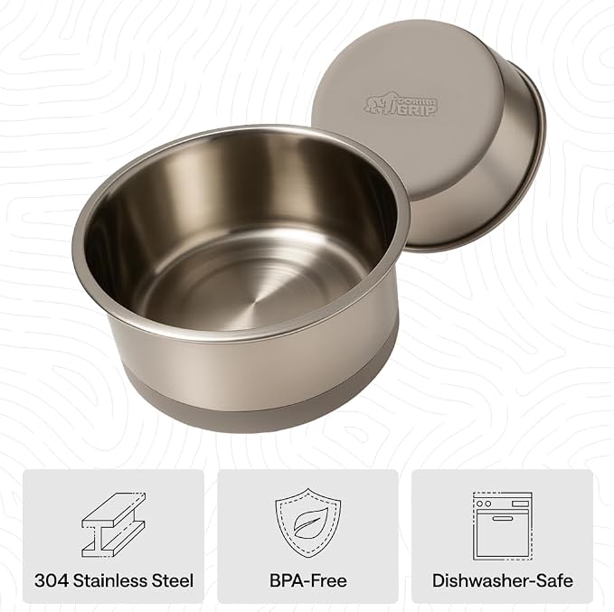 GORILLA GRIP Dog Bowls, Food Grade 304 Stainless Steel, Holds 2 Cups Each Food - Image 6