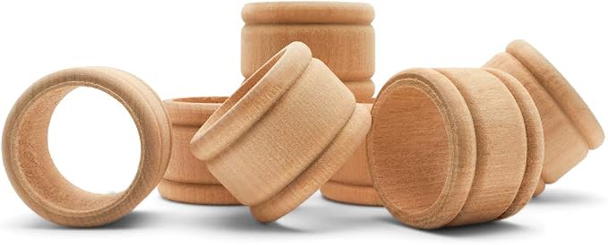 Vintage Wooden Napkin Rings Set of 6, 1-3/4 inch Unfinished Napkin Rings Wood by Woodpeckers