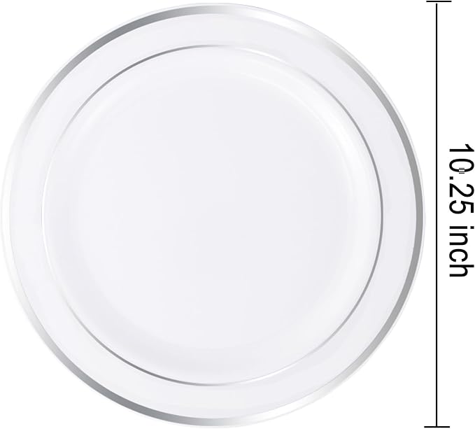 bUCLA 30PCS Silver Plastic Dinner Plates - Image 2
