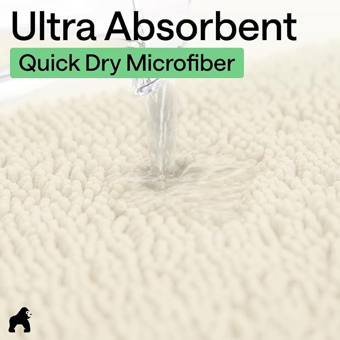 GORILLA GRIP Bath Rug Mat 48x17, Thick Soft Absorbent Chenille, Quick Dry - Image 5