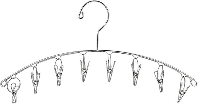 DurReus Reusable Stainless Steel Drying Rack Laundry Drip Hanger 8 Clips Closet Organizer for Hanging Lingerie,Underwear,Clothes Disapers,Mitten,Socks,Hats,Bras,Skirts,Scaf