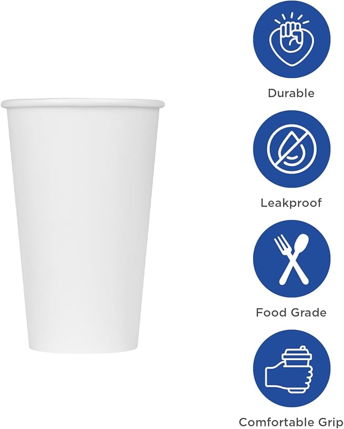 Karat 20 oz Paper Hot Coffee Cups White Disposable Cup - Image 6
