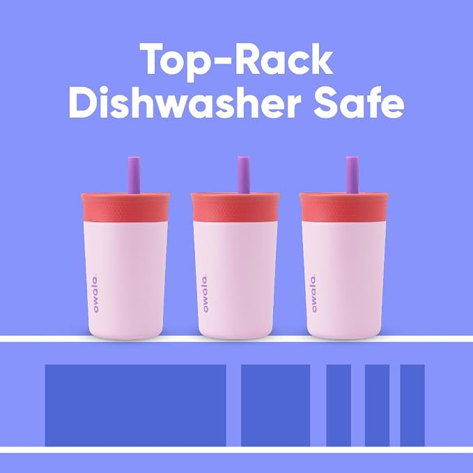 Owala Tumbler Kids Stainless Steel Water Bottle 12 oz Lilac Rocket | Insulated - Image 6