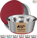 GORILLA GRIP Dog Bowls, Food Grade 304 Stainless Steel, Holds 8 Cups Each Food by Unknown