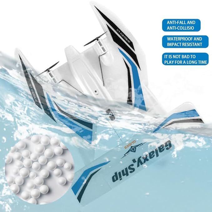 fisca Remote Control Airplane RC Amphibious Plane 2.4Ghz 3 Channel Foam Drone RTF Aircraft Take Off from Land and Water, with Gyroscope and 2 Batteries for Kids 14+ Years Old