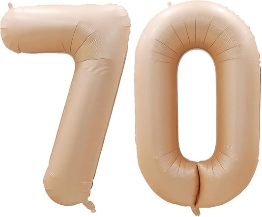GOER Number 70 Balloons for 70th Birthday Party Decorations,42 Inch Jumbo Foil Helium Balloons for 70th Anniversary (Caramel)