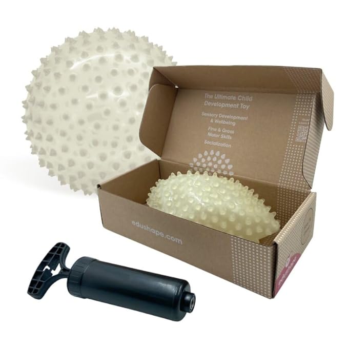 Edushape Original Sensory Ball for Baby - 7" Glow-in-The-Dark Colorful Toddler Ball Helps Enhance Gross Motor Skills for Kids 6 Months & Up