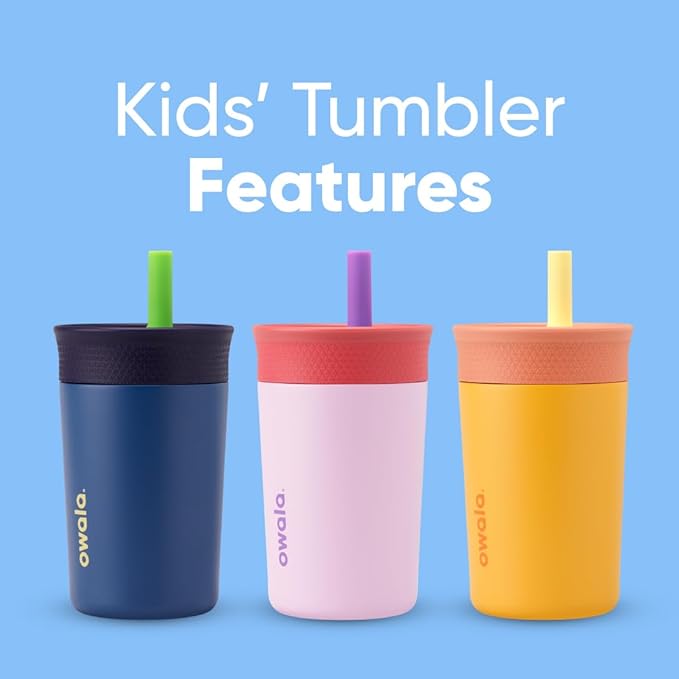 Owala Tumbler Kids Stainless Steel Water Bottle 12 oz Lilac Rocket | Insulated - Image 7
