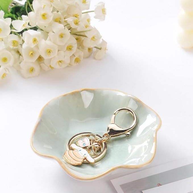 JAMEND CLXP 2PCS Lotus Leaf Shape Ring Holder Dish, Small Key Bowl, Ceramic - Image 2