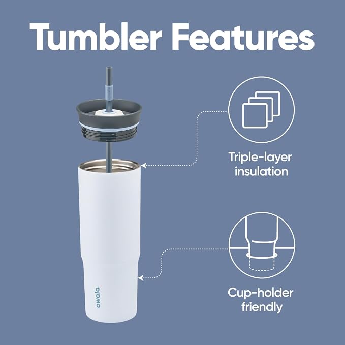 Owala Tumbler Stainless Steel Water Bottle 24 oz The Great Blue | 2-in-1 - Image 2