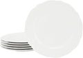 Elama Henryi 6 Piece Embossed Rim Detail Porcelain White 8.75 Inch Salad Plate by Elama