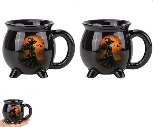 Custom Witch Cauldron Mug, Witch Themed Halloween Coffee Mug, Personalized Witches Brew Halloween Coffee Mug For Women, Besties, Family, Witches Cauldron (2 Pcs)