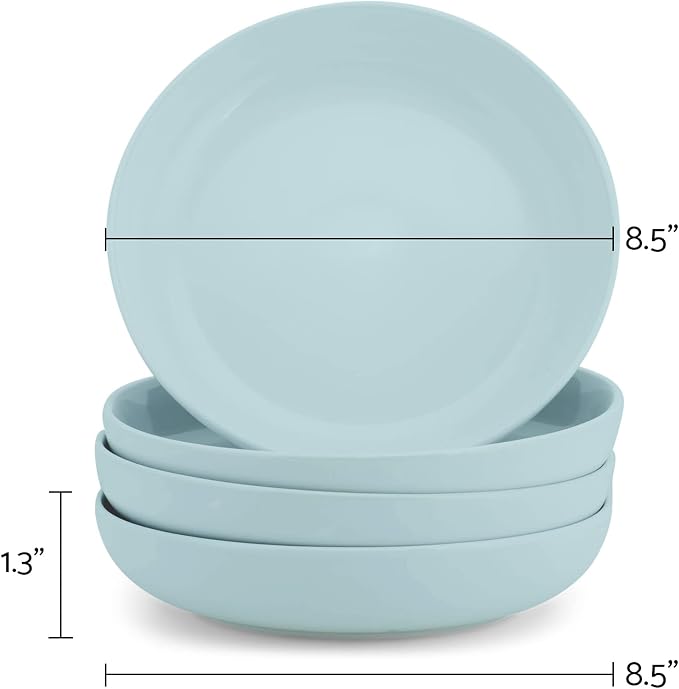 Elanze Designs Bistro Glossy Ceramic 8.5 inch Shallow Pasta Dinner Bowls Set of - Image 3