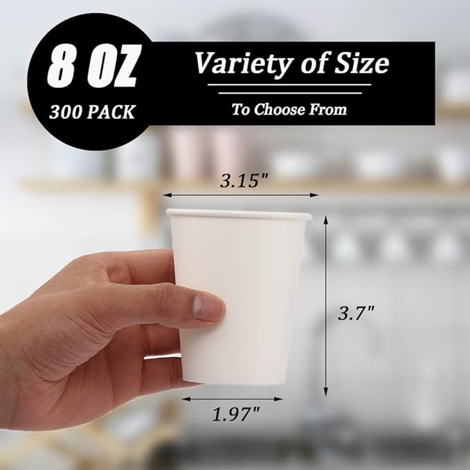 Lamosi 300 Pack Paper Cups 8 oz, Disposable Coffee Cups, Paper Coffee Cups | - Image 2