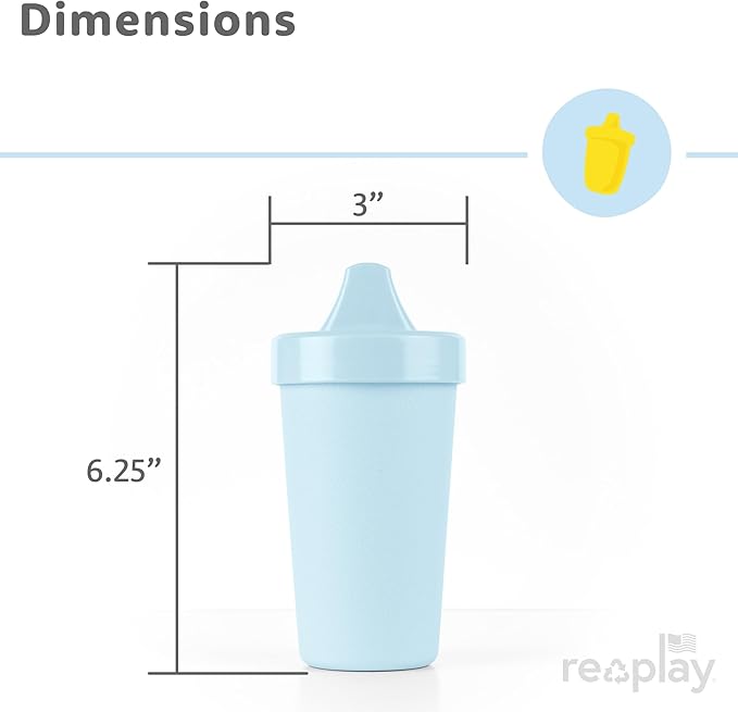 Re-Play Sippy Cups for Toddlers - 10 Oz. Reusable Spill Proof Cups for Kids, Dishwasher/Microwave Safe - Made in USA - Set of 4-3.13" x 6.25" - Meadow
