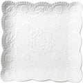 Ceramic Plate, Square Embossed Lace Plate by YBK+Tech