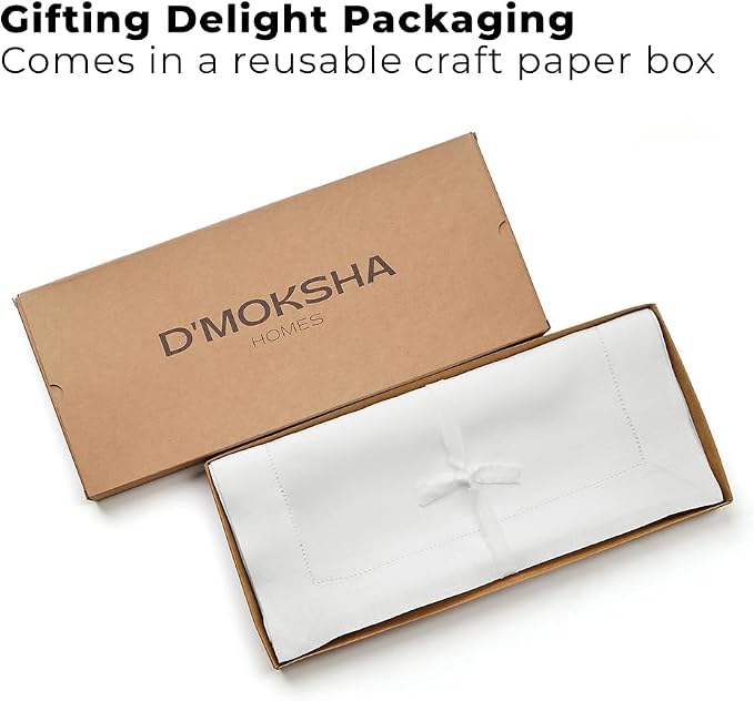 Signature Linen™ by D'Moksha White Table Runner 60 Inches, 100% Pure Linen - Image 4