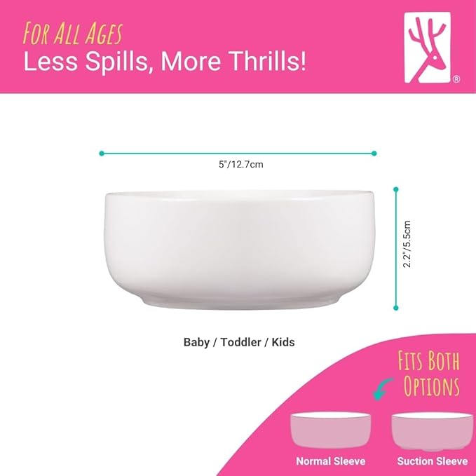 Elk and Friends Kids Porcelain Bowls| Kids/Toddler/Baby Feeding | Microwave & Dishwasher Safe | Non slip | Cereal/Soup/Snack Dishes & Dinnerware | 2 Pack