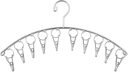 DurReus Strong Stainless Steel Laundry Drying Rack Clothes Hanger with 10 Clothespins Indoor Space Saver Hanging Clothing Organizer Mitten Sock Hangers
